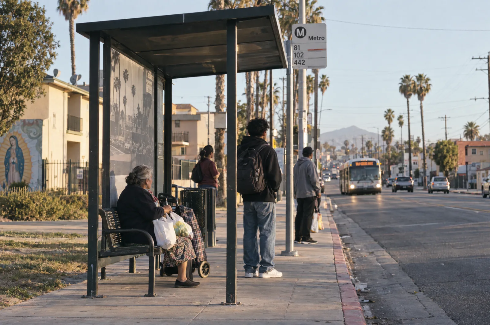 An LA neighborhood bus stop